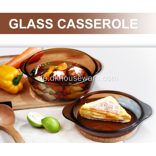 Ofen-sicherer Bernsteinglas-Kasserolen-Teller mit Deckel
